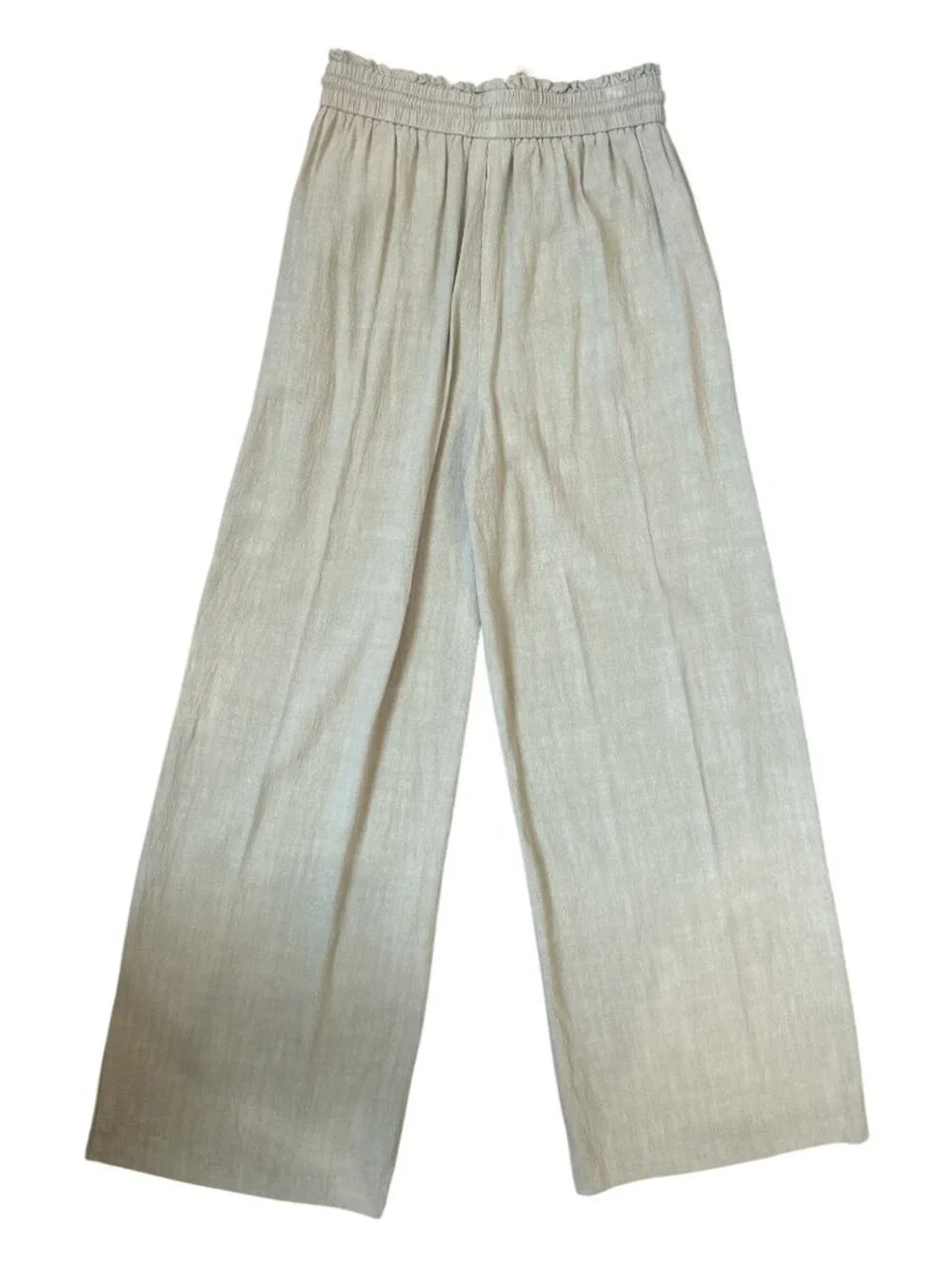 Zara Sage Green Linen Blend Wide Leg Drawstring Pants Size S